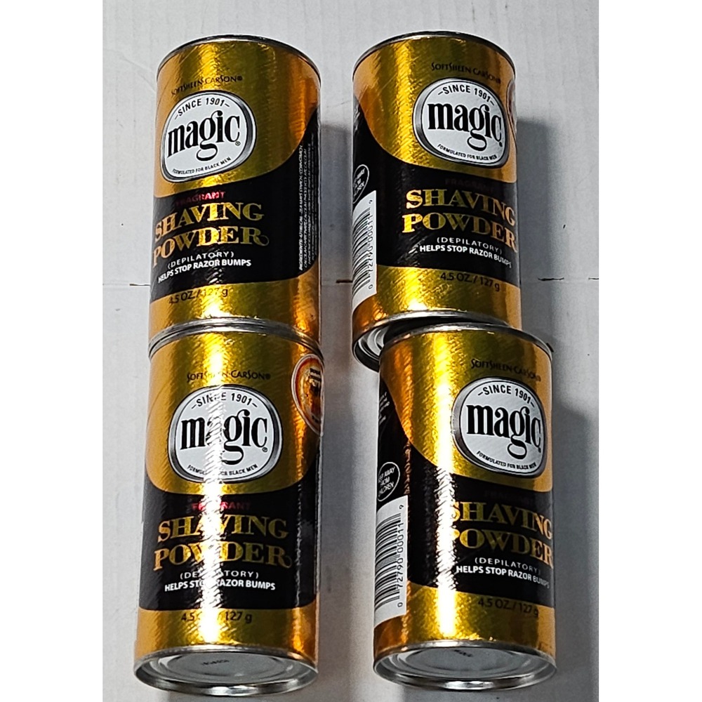 4 Pack Magic Shaving Powder Fragrant Gold Depilatory Razorless 4.5oz 127g Cans